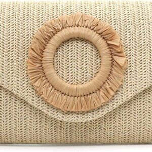 Straw Clutch Purse Women Summer Beach Envelope Bag Crossbody Handbag